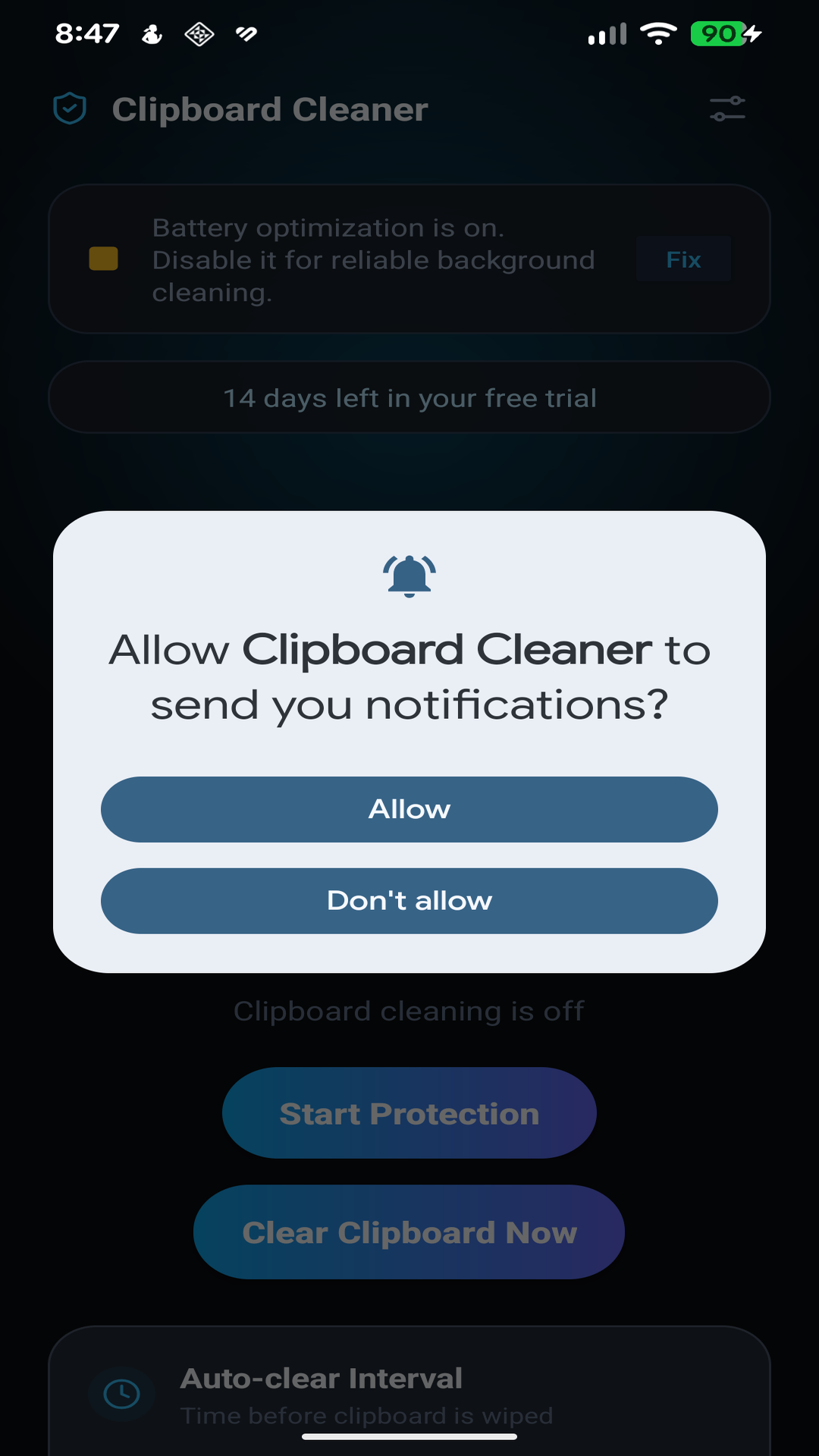 Allow Notification Settings